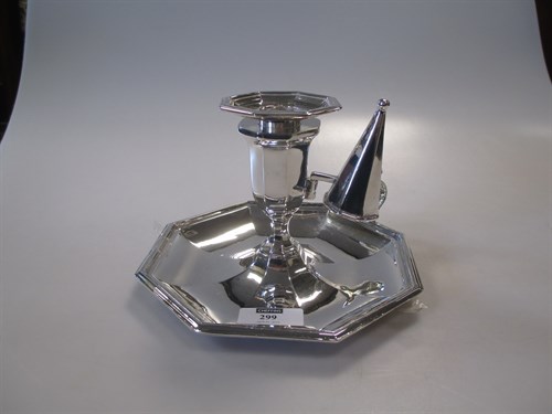 Lot 299 - A Sheffield plate chamber stick