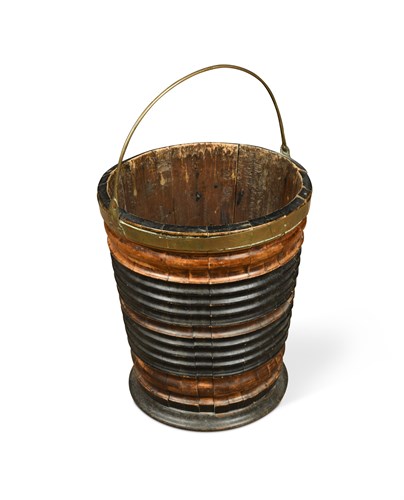 Lot 402 - A Regency fruitwood and ebonised peat bucket