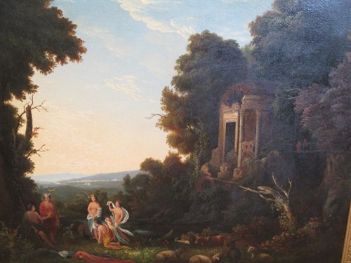 Lot 326 - Arcadian scene, oil on canvas, signed T R King...