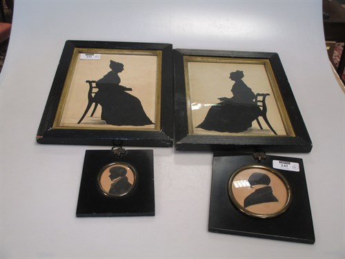 Lot 242 - A pair of silhouette portraits and another...