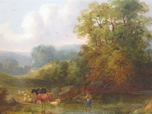 Lot 324 - English School - 19th century, pastoral scene...