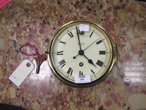 Lot 188 - Smiths Astral - A brass cased 8 day key wind...