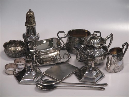 Lot 298 - A silver cigarette case and two silver napkin...
