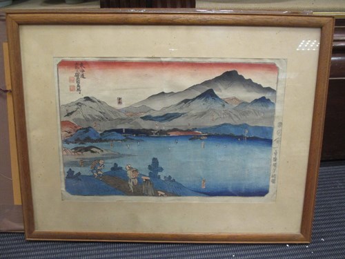 Lot 373 - A group of six Japanese prints, smallest...