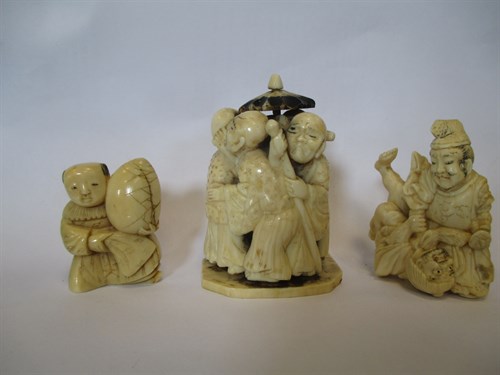 Lot 239 - A collection of 3 okimono , Meiji period and later