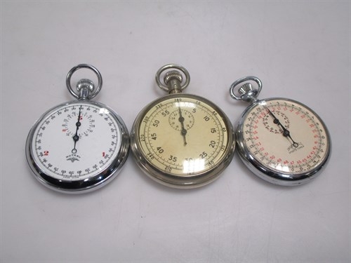 Lot 281 - Trio of base metal stopwatches ( including one...