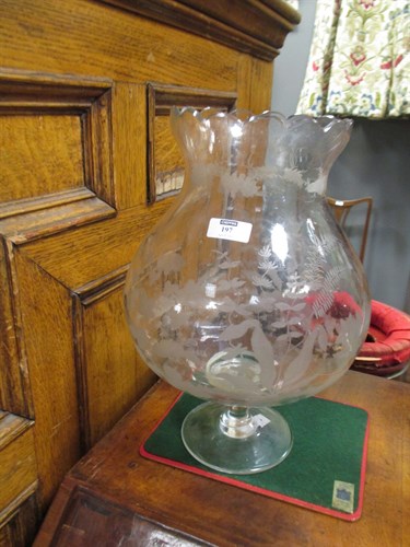 Lot 197 - A Middle Eastern pedestal glass vase, engraved...