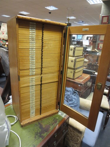 Lot 116 - A freestanding oak microscope slide cabinet by Beck of London