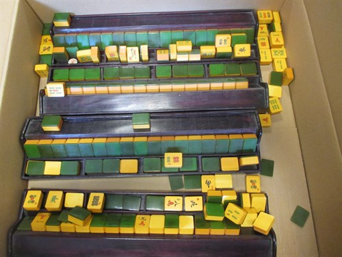 Lot 112 - A Mah Jong playing tiles and four tile stands