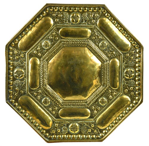 Lot 379 - Thomas Elsley (19th/20th century), an Arts and Crafts brass wall girandole