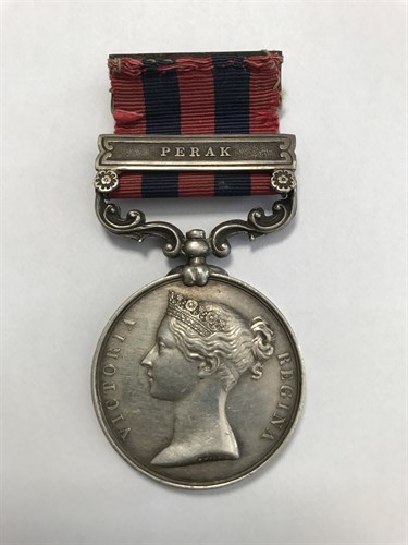 Lot 360 - An India General Service Medal, 1854-95, with Perak clasp