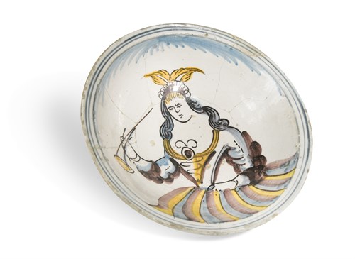 Lot 44 - An 18th century Delft polychrome bowl