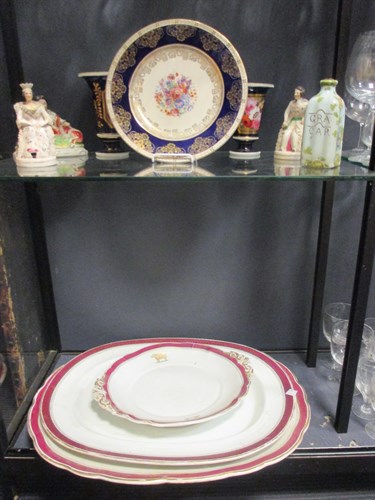 Lot 126 - Three Staffordshire figures, two Derby Vases,...