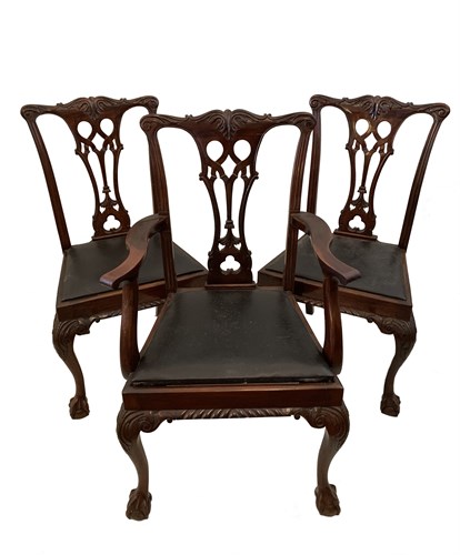 Lot 25 - A set of six Edwardian mahogany 'Chippendale' style dining chairs