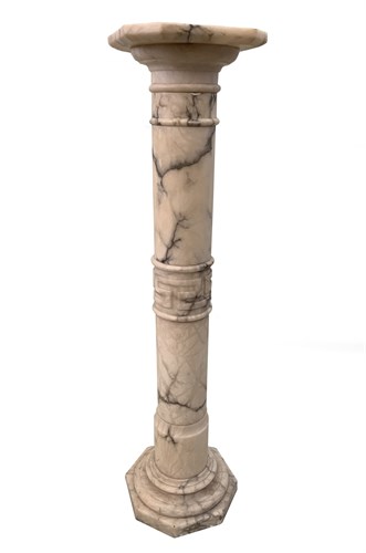 Lot 32 - An Edwardian variegated white marble pedestal column