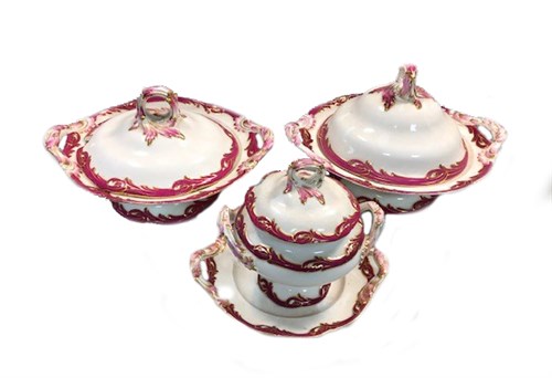 Lot 38 - A late Victorian Staffordshire dinner service...