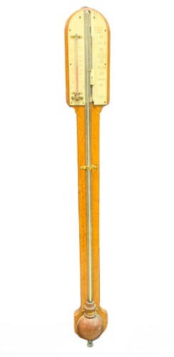 Lot 2 - A 19th century oak stick barometer by Negretti...