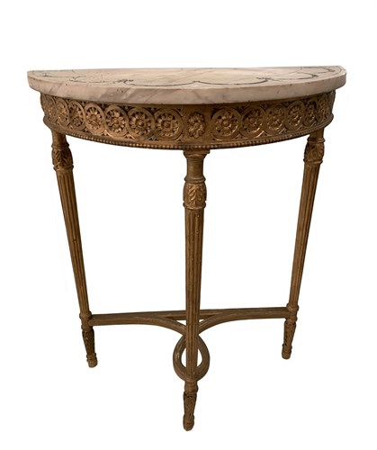 Lot 77 - An Edwardian giltwood console of demi-lune...