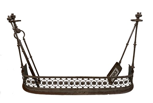Lot 64 - A George III polished steel fender with...