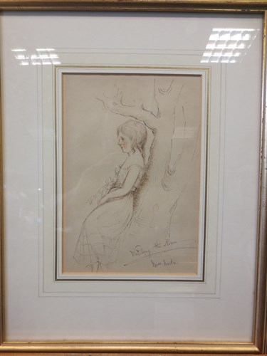 Lot 426 - Mrs Norton (English, 19th Century), "Watching...