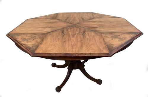 Lot 15 - A Victorian walnut octagonal pedestal table,...