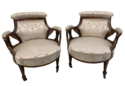 Lot 69 - A pair of late Victorian mahogany and inlaid...