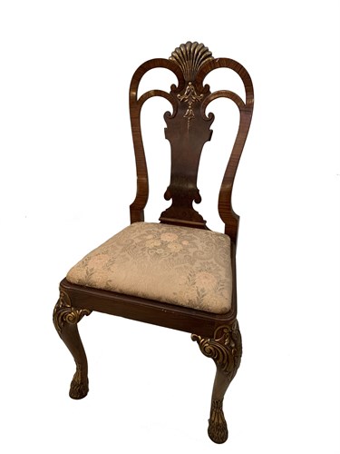 Lot 5 - A George I style walnut and parcel gilt side...