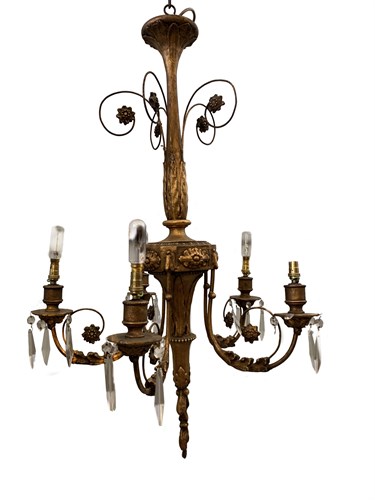 Lot 75 - An 18th century style giltwood five branch...