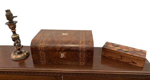 Lot 26 - A Victorian burr walnut table box, 35cm (14in)...