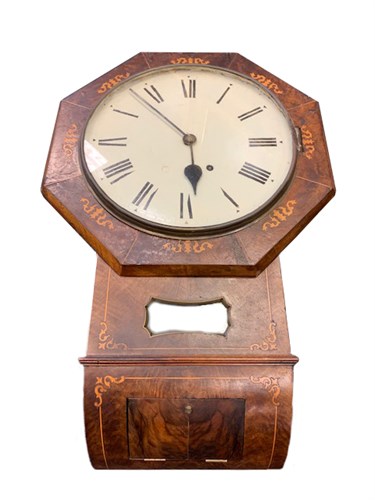 Lot 27 - A Victorian walnut and inlaid drop-dial wall...