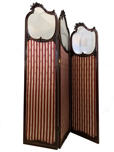 Lot 79 - An Edwardian mahogany three fold screen, with...