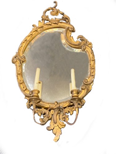 Lot 57 - A 19th century gilt gesso framed girandole...
