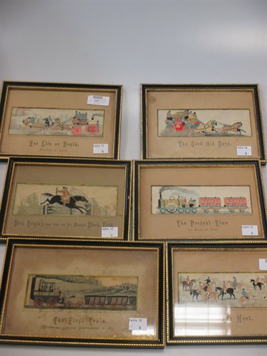 Lot 167 - A set of six framed 'Stevengraph' pictures,...
