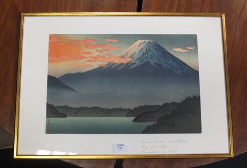 Lot 412 - Tsuchiya Koitsu (1870-1949) 'Lake Motosu',...