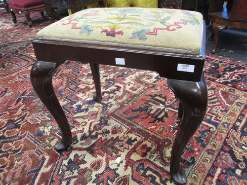 Lot 594 - A George I style mahogany stool, on cabriole legs