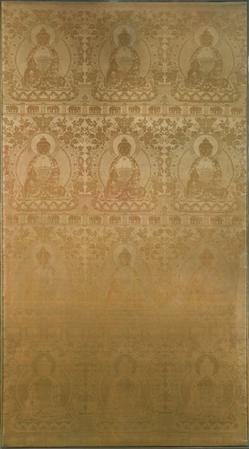 Lot 122 - A Tibetan brocade of yellow silk with twelves Buddhas,17th century