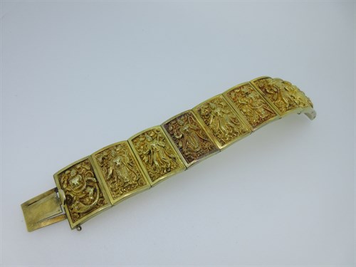 Lot 152 - A panel bracelet depicting a Hindu goddess