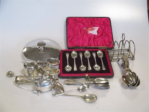 Lot 356 - A quantity of silverware including two mustard...