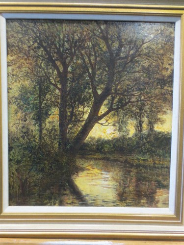 Lot 330 - English School, late 19th Century, Willows on...