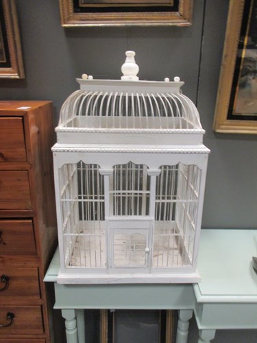 Lot 258 - Two white-painted wooden birdcages (2)