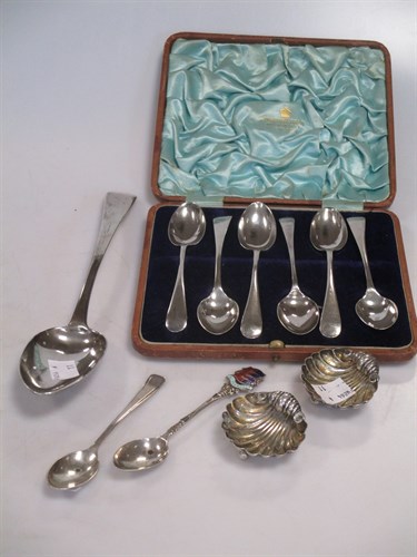 Lot 334 - A Georgian silver tablespoon together with a...