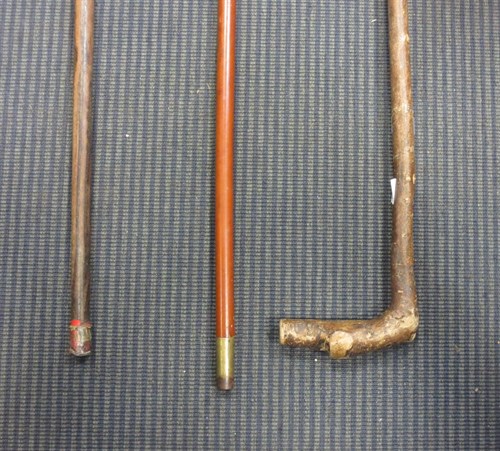 Lot 260 - A gold mounted horn handles walking cane and a...