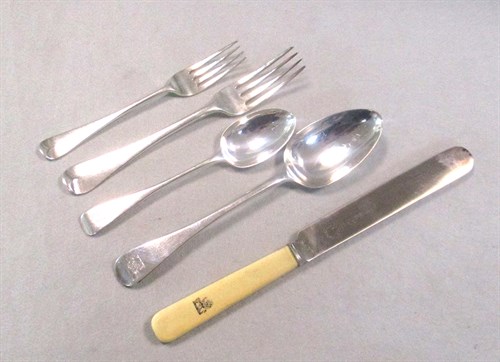 Lot 343 - A 48 piece harlequin set of 19th century silver flatware with 12 additions