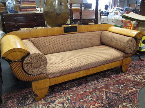 Lot 593 - A Bedemeier sofa, satin birch wood veneer with...