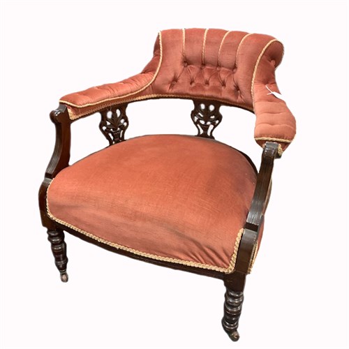Lot 81A - A late Victorian mahogany framed tub armchair