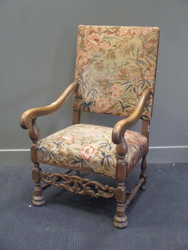 Lot 370 - A mahogany framed needlepoint upholstered...