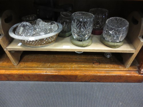 Lot 128 - Various decanters, stoppers and a pine drying...