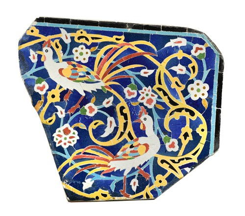 Lot 41 - An Islamic Persian  Safavid style pottery panel, probably 19th century