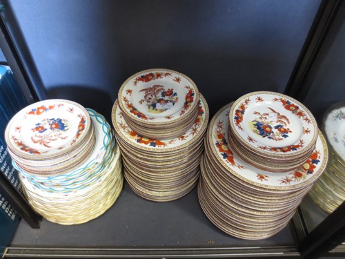 Lot 87 - A Japanese Imari dinner service; eight English...