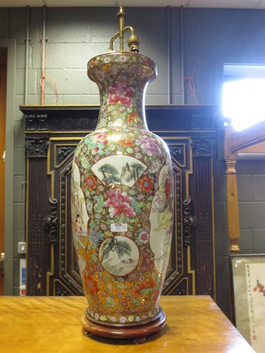 Lot 127 - A pair of large modern Cantonese table lamps,...